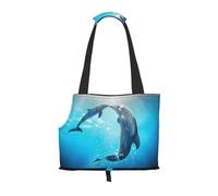 Pet-Dolphin In Sea print portable bag, lightweight and breathable, suitable for taking small pets out.