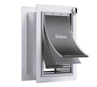 Pet Door for Wall Dog Door for Wall, 3-Flap Doggie Door with Insulation, All-Metal Frame and Telescoping Tunnel, Pets Up to 40 Lb (Medium Size)