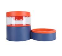 Pet Double Bowl Feeder 1L | Neck Protection & Secure - Tip Design | Automatic Water/Food Bowl for Cats/Dogs | Indoor Use (Blue)