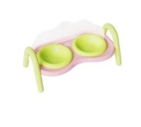 Pet Double Bowl Set with Magnetic Baffle, Ceramic Dog Cat Feeder with Quick-Release Base - Non-Slip, Easy Clean (Green)