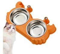 Pet Double Bowl - Stainless Steel Crab Shape Whisker Friendly Cat Bowl Detachable - Anti-Slip Cat Dish, Anti-Tip Pet Supplies, Colorful Cat Bowl for Food, Water, Feeding