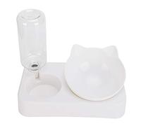 Pet Double Food Feeder Water Drinking Bottle 15 Degree Adjustable Tilted Neck Protection Cat Dog Feeding Bowl Durable PP Material for Busy Pet Owners