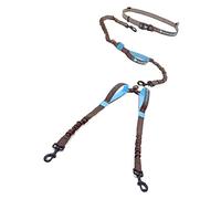 Pet Dreamland Hands Free Leash - for One/Two Medium to Large Dogs (up to 150lbs) - Running/Hiking/Dog Training - Heavy Duty Extra Long Bungee Lead - Waist Leashes for Dogs (Two Dogs, Grey & Blue)