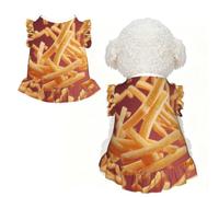 Pet Dress - Large Breathable Stretchy Outfit for Dogs and Cats | French Fries Thrown Into The Air Printed Pet Dress For Dogs And Cats, Stretchy Cotton-Like Fabric, Party And Daily Wear