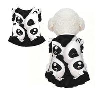 Pet Dress - Small Breathable Stretchy Outfit for Dogs and Cats | Panda Watching The Fun Printed Pet Dress For Dogs And Cats, Stretchy Cotton-Like Fabric, Party And Daily Wear