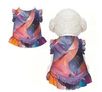 Pet Dress - Small Breathable Stretchy Outfit for Dogs and Cats | The Flow Of Color Blocks Printed Pet Dress For Dogs And Cats, Stretchy Cotton-Like Fabric, Party And Daily Wear