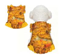 Pet Dress - Small Breathable Stretchy Outfit for Dogs and Cats | Village Printed Pet Dress For Dogs And Cats, Stretchy Cotton-Like Fabric, Party And Daily Wear
