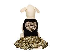 Pet Dress,Summer Leopard Puppy Vest Skirt Dog Sleeveless heart-Shaped Breathable Lace Princess Tutu for Cats Small Dogs_S