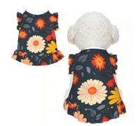Pet Dress - X-Small Breathable Stretchy Outfit for Dogs and Cats | Some Beautiful Flowers Printed Pet Dress For Dogs And Cats, Stretchy Cotton-Like Fabric, Party And Daily Wear