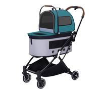 Pet Dtroller Double Layer Pet Stroller Automatic Folding Pet Stroller Mesh Breathable Pet Stroller Outdoor Pet Stroller Pet Stroller Large(Green)