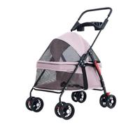Pet Dtroller Double Pet Stroller for Outings, Small Pull Cart, Puppy Stroller, Dog Walking Cart, Small, Lightweight, Foldable Cat Pet Stroller Large(Pink)