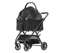 Pet Dtroller Luxury Pet Stroller Portable Detachable Folding Medium and Large Multiple Pet Stroller Outdoor Pet Stroller Pet Stroller Large(Black)
