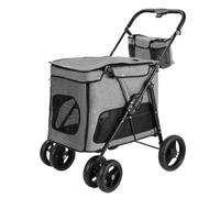 Pet Dtroller Outdoor Dog and Cat Multi-pet Stroller for Medium and Large Dogs Outdoor Lightweight Folding Four-Wheel Pet Stroller Large(G)