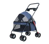 Pet Dtroller Pet Cat and Dog Stroller Dog Cat Teddy Baby Stroller Lightweight Foldable Small Pet Dog Stroller for Going Out Pet Stroller Large(Blue)