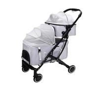 Pet Dtroller Pet Double-Decker Travel Stroller Dog and Cat Small and Medium-Sized Pet Stroller Detachable Stroller Pet Stroller Large(White)