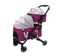 Pet Dtroller Pet Double-Decker Travel Stroller Dog and Cat Small and Medium-Sized Pet Stroller Detachable Stroller Pet Stroller Large(Red)