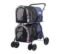 Pet Dtroller Pet Stroller Bag Detachable Pet Outing Stroller Can Easily Fold The Stroller Four-Wheel Outdoor Pet Stroller Pet Stroller Large(Blue)