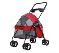 Pet Dtroller Pet Stroller for Outings, Small Pull Cart, Puppy Stroller, Dog Walking Cart, Small, Lightweight, Foldable Cat Pet Stroller Large(Red)