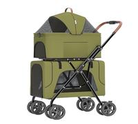 Pet Dtroller Pet Stroller Four-Wheel Double-Layer pet Stroller Outdoor Travel pet Stroller Lightweight pet Stroller Pet Stroller Large(Green)