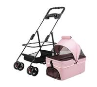 Pet Dtroller Pet Stroller, Lightweight and Foldable Stroller, Pet Stroller, Meal Tray, Pet Stroller, Must-Have for Traveling Pet Stroller Large(Pink)