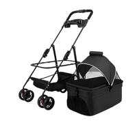 Pet Dtroller Pet Stroller, Lightweight and Foldable Stroller, Pet Stroller, Meal Tray, Pet Stroller, Must-Have for Traveling Pet Stroller Large(Black)