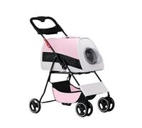 Pet Dtroller Small and Medium-Sized Pet Stroller for Cats and Dogs, Lightweight, Breathable, Fashionable and Detachable Pet Stroller Large(Pink)