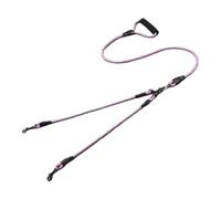 Pet Dual Head Dog Walking Rope With Wavy Pattern, One Drag Two Traction Rope, Anti Winding And Detachable(Pink)