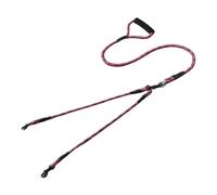 Pet Dual Head Dog Walking Rope With Wavy Pattern, One Drag Two Traction Rope, Anti Winding And Detachable(Red)