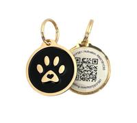 Pet Dwelling Premium Pet ID Tag for Dogs and Cats: Easy Scan QR Code, Instant Online Pet Profile Access, & Scan Location Alerts(Lux Gold Black Paw)