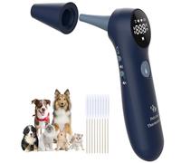 Pet Ear Thermometer for Dogs, Cats, and Livestock, Long Probe Designed, ℃/ ℉ Convert and Sound Switch Dedicated Button, 1 Second Measurement, 20 pcs Pet Swabs Included