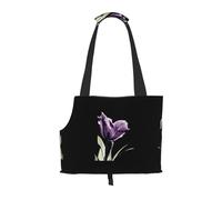 Pet-Elegant Tulip Purple Flower print portable bag, lightweight and breathable, suitable for taking small pets out.
