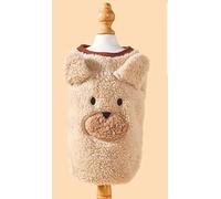 Pet Embroidered Bear Sheepskin Tank Top (Khaki, Large)