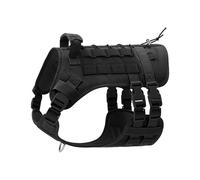 Pet explosion-proof dog leash tactical multi-functional dog harness large dog harness(Black,S)