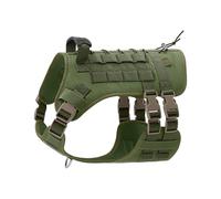 Pet explosion-proof dog leash tactical multi-functional dog harness large dog harness(Green,M)