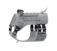 Pet explosion-proof dog leash tactical multi-functional dog harness large dog harness(Grey,M)