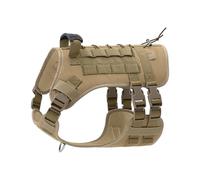 Pet explosion-proof dog leash tactical multi-functional dog harness large dog harness(Khaki,M)