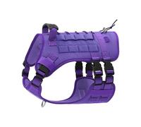 Pet explosion-proof dog leash tactical multi-functional dog harness large dog harness(Purple,L)