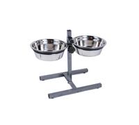 Pet Face Stainless Steel Adjustable Double Diner - Size: Small