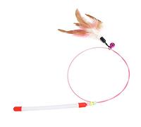 Pet Feather Teaser Retractable Wand Interactive Cat Toy, with Colored Feathers and Bells for Indoor Outdoor Play Exercise, Plastic Steel Wire 35.8 Inches