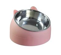 Pet Feeder 15° Raised Single Bowl for Cat Dog for Small Medium Dogs Kitten Pink