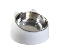 Pet Feeder 15° Raised Single Bowl for Cat Dog for Small Medium Dogs Kitten White