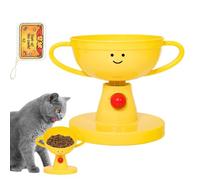 Pet Feeder - 8.66In Bowl | ABS Ceramic Dish - Elevated Adjustable Cat Dog Feeding Station 5 Heights 15°-60° Tilt Trophy Shape Indoor Outdoor Travel Comfort Healthy Eating