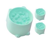 Pet feeder, Elevated Cat Food Bowl, Slow Eating Raised Dish with A Round and Smooth Design, Anti Vomit Water Feeder, 3 Spill-Proof(Green)