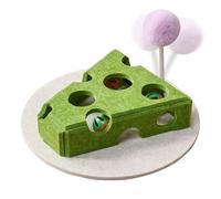 Pet feeder， Puzzle Feeder Cat | Cheese Design Interactive | with Teaser Wand Bell Ball Feeding Box for Playground Medium