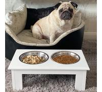 Pet Feeder Raised Elevated Stainless Steel Bowls Stand Food Water PawHut White One Size