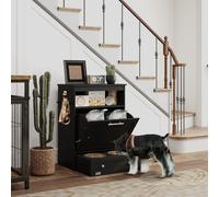 Pet Feeder Station, Dog Cat Food Storage Feeding Station, Food Cabinet PawHut Black One Size