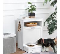Pet Feeder Station, Dog Cat Food Storage Feeding Station, Food Cabinet PawHut White One Size