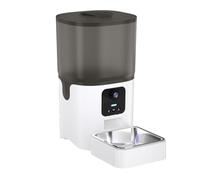 Pet Feeder White Pet Automatic Feeder Smart Cat and Dog Feeder 6l Food Storage Bucket Square Pets Supplies Compatible with Cats and Small Dogs Pets Supplies(Video Type)