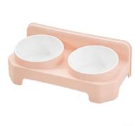 Pet Feeder with Dual Bowls on Tilted Platform to Support Natural Head Height and Limit Spill Accumulation (C)