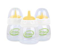 Pet Feeding Bottle, 3-Pack 60 ml Nursing Bottle, 3 Sizes Nipple with Ventilation Valve, Resistant Tearing, Perfect for Puppies, Kittens, Small Wild Animals (Yellow)